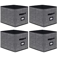 homyfort Caja de Almacenaje Set de 4 Cajas de Juguetes- Caja de Tela para Almacenaje con Cuero maneja y Etiqueta- 33 x…